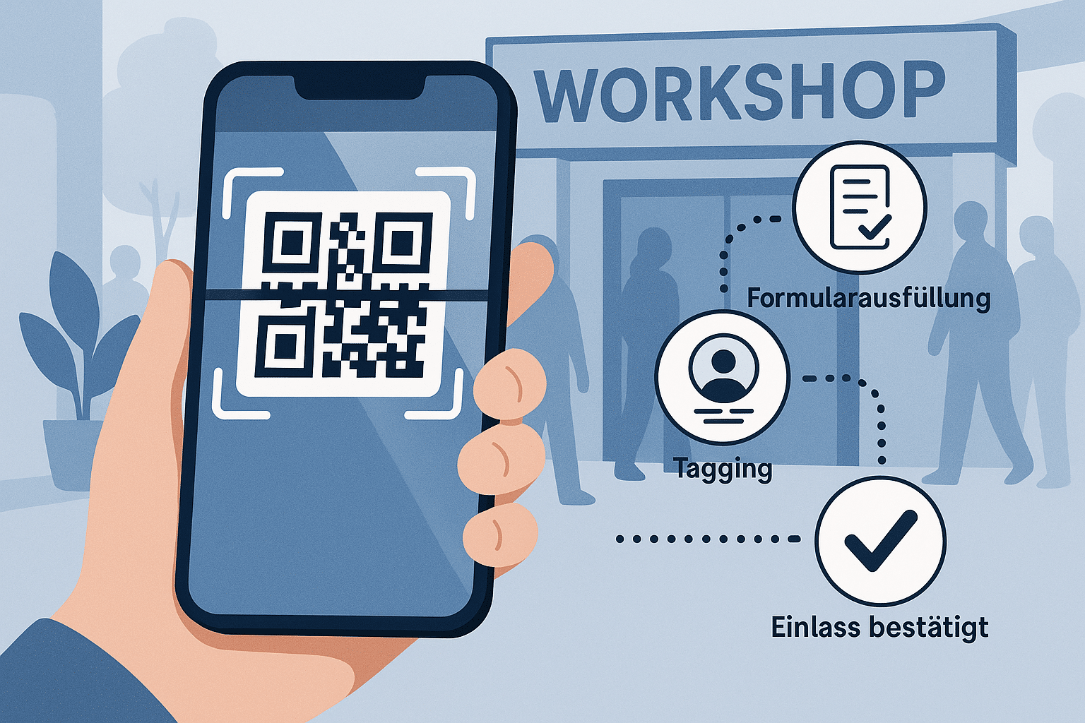 Teilnehmer scannt QR-Code beim digitalen Check-in mit automatischem Workflow in GoHighLevel